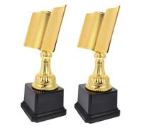 Abaodam 2pcs Gold Plastic Reading Achievement Trophy for Unique Book Shaped Award for Parent Reading Contests and Student Literacy Competitions