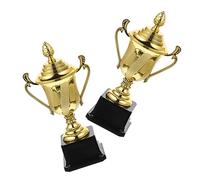 Abaodam 2pcs Gold Plastic Trophies for Winners Award Cups for Competitions School Sports Events Party Decorations Durable Lightweight Prize Cups
