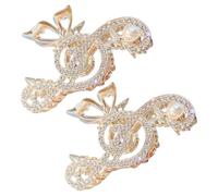 Abaodam 2pcs Graduation Period Claw Hair Clips Featuring Large Rhinestone Music Note Design Lightweight Alloy Metal Note Pearl Hair Clip Headpiece with Secure Grip for Women and Girls
