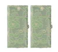 Abaodam 2pcs Green Oboe Reed Storage Container Box with Silk Cover and Clasp Closure, Lightweight Solid Wood Reed Case for Daily Use, Portable and Stylish Musical Instrument Accessory
