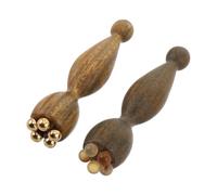 Abaodam 2pcs Green Sandalwood Lotus and Ram Horn Eye Massage Tool Set with Copper Heads, Handheld Facial Beauty and Eye Treatment Massage Sticks for Wrinkle Reduction and Puffiness Relief