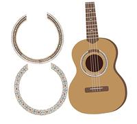 Abaodam 2pcs Guitar Sound Hole Ring Decals Set Acoustic Guitar Rosette Inlay Stickers with Clover Grid Patterns Self-adhesive Soundhole Decor and Personalization