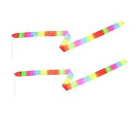 Abaodam 2PCS Gymnastics Streamers with Wooden Handle Colorful Dance Ribbons Long for Twirling Artistic Dance Circus Skills Birthday Party Favors Non-slip Grip Training Equipment