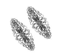 Abaodam 2pcs Hair Clips with Spring Mechanism, Minimalist Black Alloy Barrettes with Rhinestones, Flexible and Resilient Design for Party and Daily Use, Elegant Hair Accessories for Women