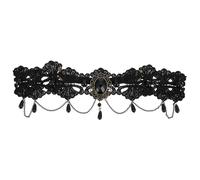 Abaodam 2pcs Halloween Gothic Style Head Garland Hairband with Artificial Pearls and Hollow Lace, Vintage Queen Style Cosplay Headband, Easy to Use Black Lace Hair Accessory for Halloween