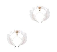 Abaodam 2pcs Halloween Lolita Sun Goddess Headpiece with Golden Tiara Crown for Women Renaissance Bridal Costume Prop Angel Plume Cross Hairband for Wedding and Carnival