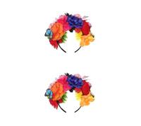 Abaodam 2pcs Halloween Rose Floral Headband with Colorful Butterfly Day Dead Costume Hairpiece for Women Party and Festival Accessories Mexican Inspired Floral Crown for Cosplay