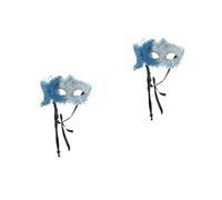 Abaodam 2pcs Handheld Dragon Masquerade Masks with Stick Venetian-inspired Blue Decorative Half Face Masks for Mardi Gras Christmas Prom Ball Party Accessories
