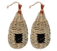 Abaodam 2pcs Handwoven Hummingbird House Straw Bird Nest Creative Straw-woven Crafts Birdhouse for Hanging on Vines Sheltered Warm Place Protects from Wind Rain Snow Predators for Bird