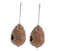 Abaodam 2pcs Hanging Bird Hut for Garden Birds, Woven Grass Birdhouse Providing A Warm Home, Rustic Pastoral Style Suitable for Porch Or Home
