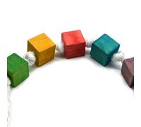 Abaodam 2pcs Hanging Parrot Bite with Colorful Wooden Blocks and Bells, Bird Block String for Cage Play and Chewing, Suitable for African Grey, Indian Ringneck, Budgies and Parakeets