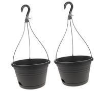 Abaodam 2Pcs Hanging Wall Planter with Hooks Plastic Flower Pots with Drainage for Succulents Balcony Railing Plant Holders Indoor Outdoor Garden Decoration