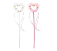 Abaodam 2pcs Heart Fairy Wands for Light-up Ribbon Fairy Sticks Glowing for Birthday Party Favors Stage Performances Halloween and Role Play Purple White