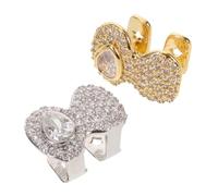 Abaodam 2pcs Hip-hop Waterdrop Zircon Grills for Men Women Removable Gold Silver Tooth Caps with Sparkling Cubic Zirconia Stylish Bling Teeth Jewelry for Parties and Halloween