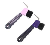 Abaodam 2Pcs Horse Hoof Picks with Brush PP Tpe Material Comfortable Grip Handle Easy Horse Grooming Hoof Cleaning Tools for Equine Care Random Color