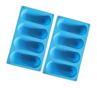 Abaodam 2pcs Hot Dog Bun Mold Silicone Loaf Pan Reusable Easy to Clean Blue Bakeware for Commercial Use and Home Cooking