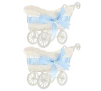 Abaodam 2pcs Imitation Rattan Stroller Ornaments Storage Basket Candy Holder for Wedding Party Dried Fruit Basket Serving Home Decor