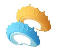 Abaodam 2pcs Infant Shower Cap and Baby Adjustable Bath Caps for Newborns with Crown Design, Soft Water Guard Shampoo Hats Protecting Eyes and Ears, Suitable for Toddlers Bathing, Blue and Yellow Set