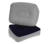 Abaodam 2pcs Inflatable Foot Rest Pads PVC Flocking Portable Travel Footstools Soft Cushion for Men Women Office and Flight Use, Navy Blue and Light Grey