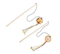 Abaodam 2Pcs Interactive Cat Teasers Engaging Cat Wands for Playful Kittens Feathered Fun Safe Pet Accessories for Indoor Cats Lion Bear