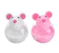 Abaodam 2pcs Interactive Mouse Shape Cat and Pet Feeder with Automatic Leakage Function and Tumbler Rolling Design, Plastic Material Suitable for Enrichment Indoor Cats and Slow Feeding