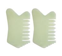 Abaodam 2pcs Jade Scalp Massaging Comb Anti-static Design Light Green Hair Massage Tool for Home Use