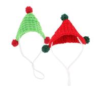 Abaodam 2pcs Knitted Guinea Pig Triangle Hat Pet Costume Accessories for Hamster Small Animals, Soft Crochet Mini Hats in Green and Red for Photos and Holiday Decorations