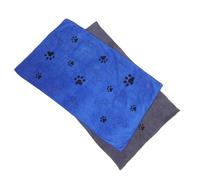 Abaodam 2Pcs Large Pet Quick-Drying Bath Towels for Dogs and Cats, Thick Soft Microfiber Absorbent Dog Shower Towels 60X100Cm, Blue and Grey Printed Drying Mats for Grooming and Bathing