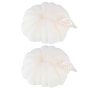 Abaodam 2Pcs Large Petal-Shaped Bath Sponges Body Scrubber Shower Bubble Balls Mesh Nets for Exfoliating and Cleansing Skin, Beige, Suitable for Daily Bathing