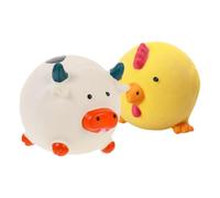 Abaodam 2pcs Latex Squeaky Dog Chew Chicken Cow Shapes for Puppy Teething Training Teeth Cleaning Indoor Outdoor Play Bite Resistant Pet Healthy Habits