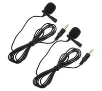 Abaodam 2Pcs Lavalier Microphones for Live Streaming and Interviews Noise-reducing Mics Pole Jack Compact Design for Smartphone Laptop and Recording Black