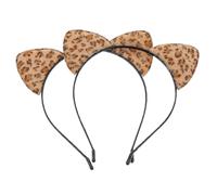 Abaodam 2pcs Leopard Cat Ear Headbands for Party and Carnival, Not Easy to Fall, Metal and Cloth Material, Fixing Hair with Fashionable and Eye-catching Design