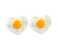 Abaodam 2Pcs Lifelike Fried Egg Decoration Realistic Simulation Heart Shaped Fried Egg Props for Photo Shoots Home and Supermarket Displays Fun and Attractive Fake Food
