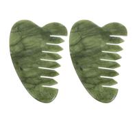 Abaodam 2Pcs Light Green Jade Scalp Massage Comb and Facial Gua Sha Tool for Meridian Therapy, Natural Stone Multifunctional Hair and Skin Care Scraping Massage Brushes