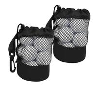 Abaodam 2pcs Lightweight Black Mesh Golf Ball Pouch with Drawstring Closure Breathable Organizer for Sports Balls Gym Travel and Water Activities