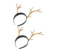 Abaodam 2pcs Lightweight Deer Antlers Headband for Adults and Realistic Reindeer Antler Headdress Holiday Hair Accessories for Christmas and Halloween Themed Events
