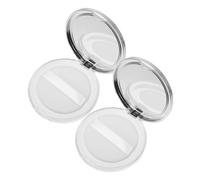 Abaodam 2pcs Loose Powder Box Ultra Thin 3g Capacity with Mirror Elastic Net Reusable Abs Makeup Case Long Serving Life Chic Appearance for Women