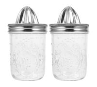 Abaodam 2pcs Manual Juice Maker Stainless Steel and Glass Lemon Press with Ergonomic Design 480ml Capacity Quick Squeezing Fruit Juicers for Home Use