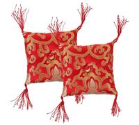 Abaodam 2pcs Meditation Bowl Pad Tibetan Buddhism Art Craft Buddha Hall Decor Singing Bowl Cushion Red Pattern