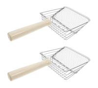 Abaodam 2pcs Metal Cat Scooper Cat Litter Scoop Stainless Steel with Hook, Silver, Ergonomic Handle, Easy Rinsing, for Cat’s Litter Area, PET Poop, Small Animal Use