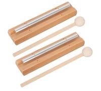 Abaodam 2pcs Mindfulness Chimes Hand Bell Set Wooden Mallet, Tuned Meditation Hand Bells for Yoga, Prayer, Classroom Reminder Chime Percussion Instrument for Boys and Girls and Adults
