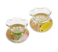 Abaodam 2pcs Mini Aquarium Ornaments Realistic Mini Goldfish Tank for Dollhouse 1:12 Scale Glass Bowls Random