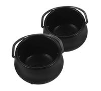 Abaodam 2pcs Mini Black Cauldrons Halloween Dollhouse Accessories Miniature Witch Cauldron Ornaments for Micro Landscape and Outdoor Camping Pot Model Decor