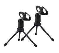Abaodam 2Pcs Mini Desktop Microphone Tripod Stand Black Plastic Mic Holder Stable Non-slip Support for Podcast Video Chat Recording