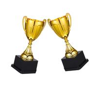 Abaodam 2pcs Mini Gold Trophy Cups with Stable Black Base Plastic Awards for Prize Trophies Soccer Champion Winner Cups for Parties Academic Achievements and Sports Events