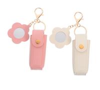 Abaodam 2pcs Mini Lipstick Storage Box Small Cosmetic Organizer for Lipstick Case for Purse Travel Makeup Bag Mirror for Lip Gloss Holder Keychain for Daily Use