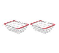 Abaodam 2Pcs Mini Metal Shopping Basket with Red Rubber Handles Realistic Toy Grocery Basket for Kids Portable Easter 5.7X4.1X4.7 Inches