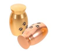 Abaodam 2pcs Mini Pet Cremation Urns for Dog and Cat Ashes with Memorial Paw Pattern Keepsake Boxes for Pet Losses Portable Gold and Rose Gold Memorial Jars