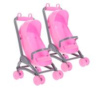 Abaodam 2pcs Mini Plastic Stroller for Simulation Doll Prams with Smooth Surface Educational and Imaginative Play Accessories Pink Miniature Carriage for Birthday and Party Gifts