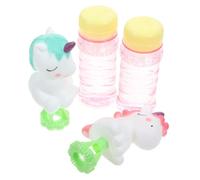 Abaodam 2pcs Mini Unicorn Bubble Wands for Portable Small Bubble Makers Cartoon White Horse Design for Outdoor Play and Birthday Goodie Bags Random Color